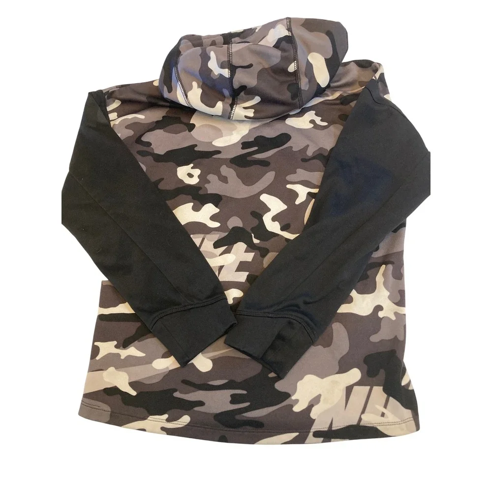 Nike Boys Dri-FIT Camouflage Pullover Hoodie Black Grey Camo Size Medium M